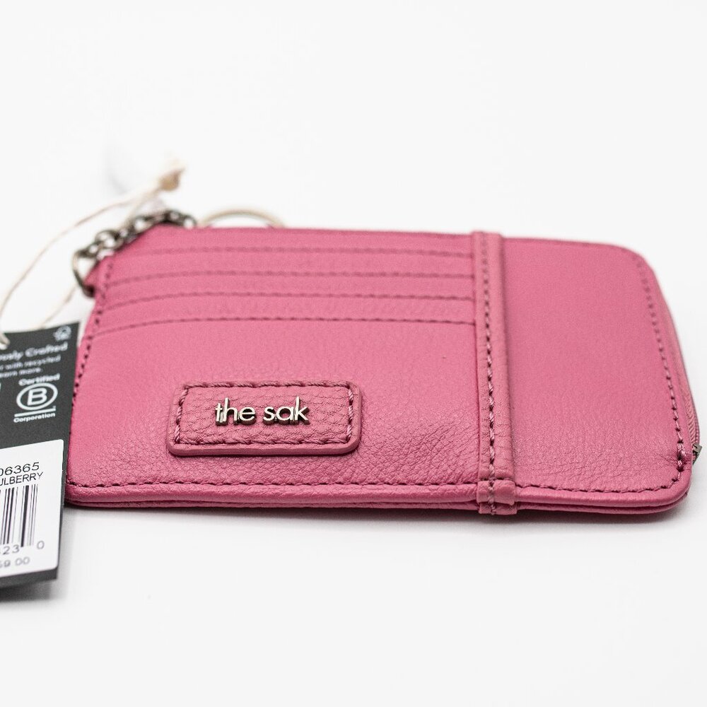 The Sak Mulberry / Dusty Pink Pebbled Leather Card Wallet